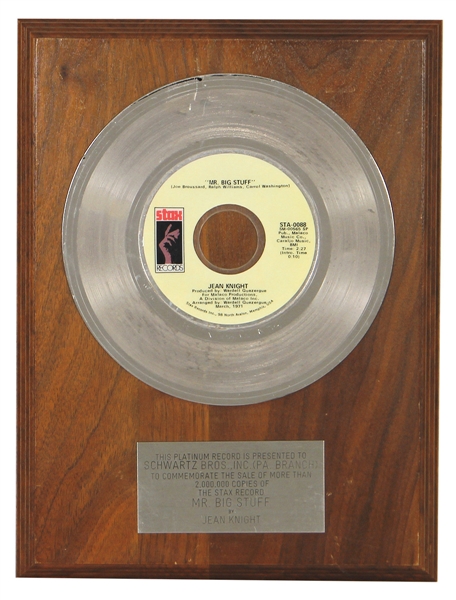 Jean Knight “Mr. Big Stuff’ Original Platinum Record Award