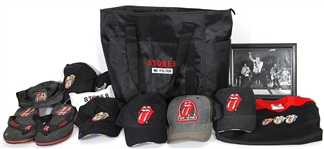 Collection of Rolling Stones Tour Merchandise Including Hats, Bags and Sandals (10+)