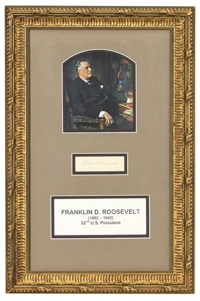 Franklin D. Roosevelt Signed Cut Display