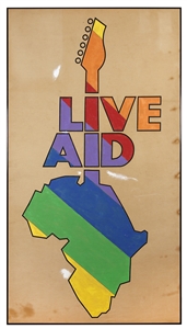 LIVE AID 7/13/1985 Original Painting With Logo Used In TV Broadcast of Iconic Concert