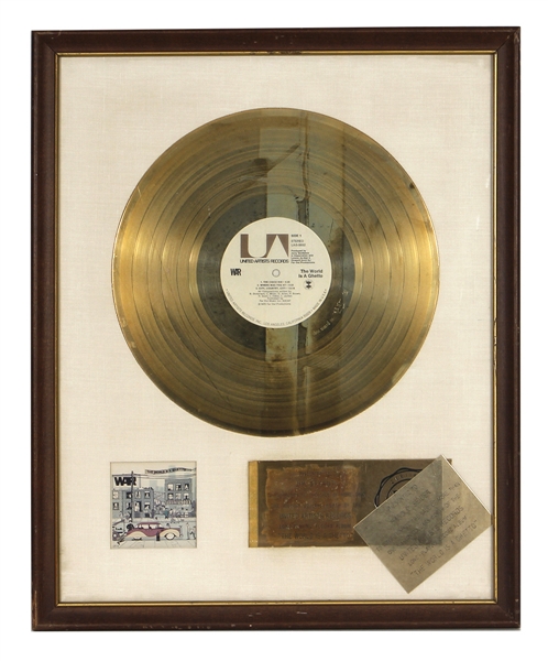 War “The World is a Ghetto” RIAA White Matte Gold Record Award