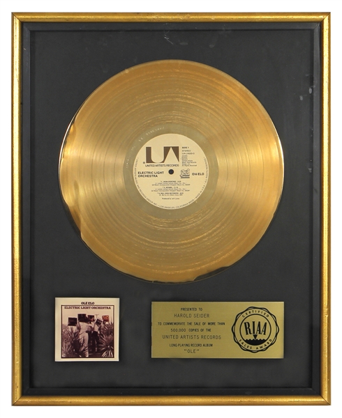 Electric Light Orchestra RIAA Gold Record Award For “Ole”