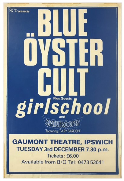 Blue Öyster Cult 1980 Gaumont Theatre Ipswich Concert Poster