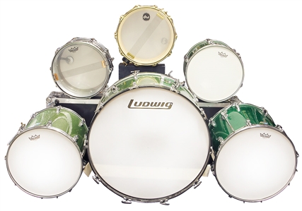 Led Zeppelin John Bonham Owned & Played Green Sparkle Ludwig Drum Kit Circa 1970-1971
