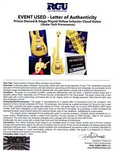 Prince Owned & Stage Played Yellow Schecter Cloud Guitar (RGU)