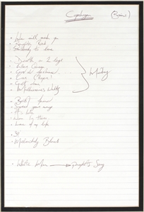 Queen Freddie Mercury Handwritten Concert Setlist from April 13, 1978 - Featuring “We Will Rock You” (Jacky Smith LOA)