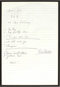 Queen Freddie Mercury Handwritten Concert Setlist from April 13, 1978 - Featuring “We Will Rock You” (Jacky Smith LOA)