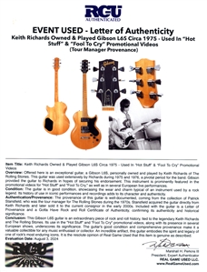 Keith Richards Owned & Played Gibson L6S Circa 1975 - Used In “Hot Stuff” & “Fool To Cry” Promotional Videos (RGU)