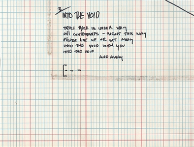 KISS Gene Simmons Handwritten Into The Void Lyrics