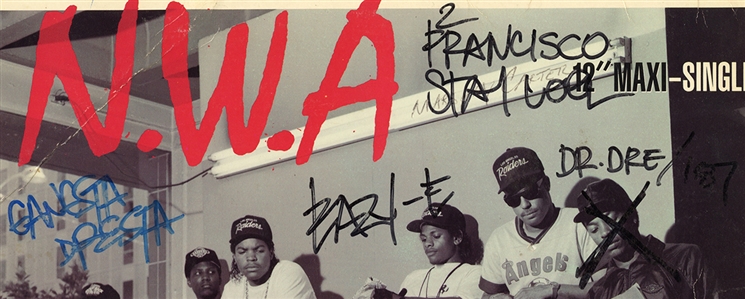 N.W.A Signed “Gangsta Gangsta” 12-Inch Maxi Single Record with Eazy-E Crossing Out Dr. Dre’s Face (JSA)
