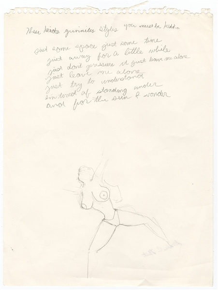 Kanye West “Away For a Little While” Handwritten Lyrics with Nude Woman Drawing