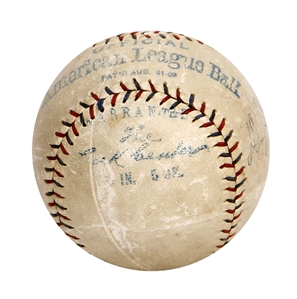 Babe Ruth Career Home Run #217, 7/12/1923 OAL Baseball (Signed by Wally Pipp, Bob Meusel & Joe Bush) Retrieved by White Sox Pitcher Charlie Robertson with Incredible Provenance - (PSA/DNA)