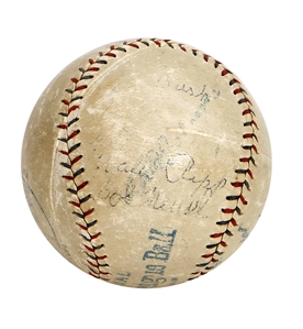 Babe Ruth Career Home Run #217, 7/12/1923 OAL Baseball (Signed by Wally Pipp, Bob Meusel & Joe Bush) Retrieved by White Sox Pitcher Charlie Robertson with Incredible Provenance - (PSA/DNA)