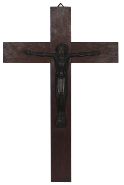 George Harrisons "My Sweet Lord" Recording and Friar Park House Owned & Used Cast Iron Crucifix on Hard Wood Cross