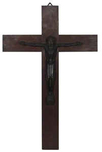 George Harrisons "My Sweet Lord" Recording and Friar Park House Owned & Used Cast Iron Crucifix on Hard Wood Cross