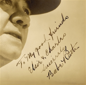 Babe Ruth Signed & Inscribed Vintage Matte-Finish Photograph (PSA/DNA)