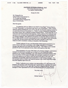 Michael Jackson Signed Original South Korean Partnership Letter