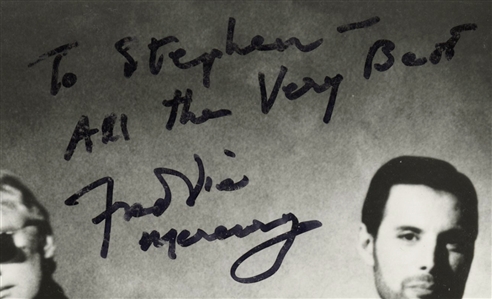 Freddie Mercury Signed & Inscribed Original Queen Publicity Photograph and Invitation