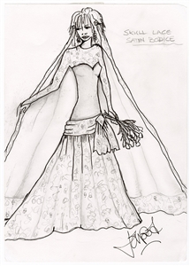 Jo Wood Art with a Heart Project Hand-Drawn and Signed Wedding Dress