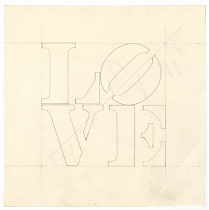 Robert Indiana Signed and Hand-Drawn Iconic LOVE Sketch