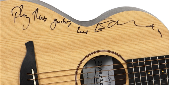 Ed Sheeran Owned, Played and Signed Signature Acoustic Guitar with “Play This Guitar Inscription” - Used for “Afterglow” Recording