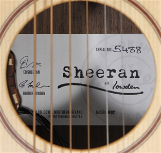 Ed Sheeran Owned, Played and Signed Signature Acoustic Guitar with “Play This Guitar Inscription” - Used for “Afterglow” Recording