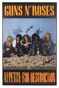 Guns N' Roses Very Rare Signed Appetite for Destruction Debut Album Over-Sized Promotional Poster Display (REAL)