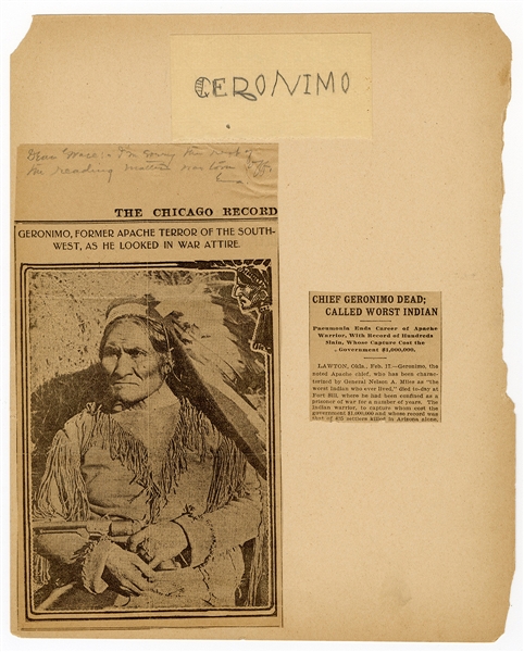 Extremely Rare Geronimo Signed Cut (JSA)