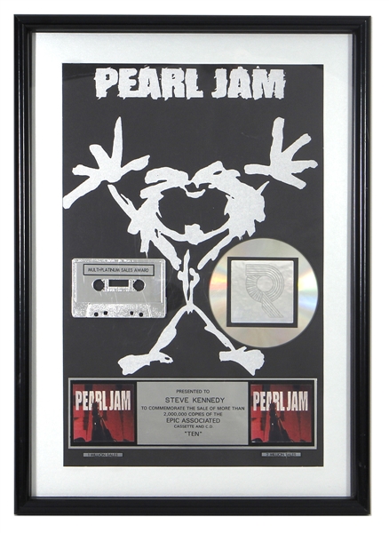 Pearl Jam “Ten” RIAA Certified Multi-Platinum Sales Award