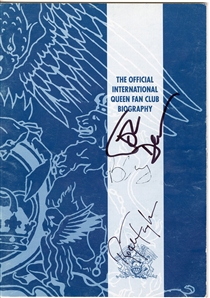 Queen Band Signed Cut & International Fan Club Brochure (REAL)
