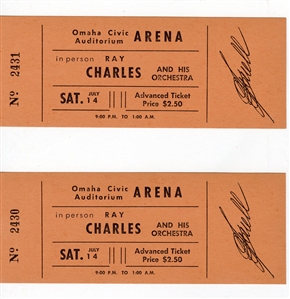 Ray Charles Owned Original Early Concert Tickets with Printed Signatures
