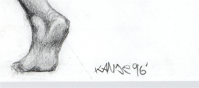 Kanye West 1996 Hand Drawn and Signed Nude Sketch