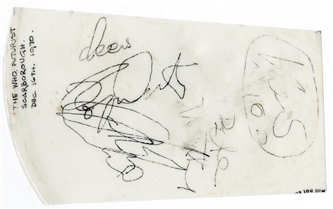 The Who 1970 Band Signed Stage Used Drum Skin Fragment (REAL)