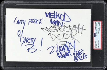 Wu-Tang Clan Vintage Signed Index Card - Featuring Ol' Dirty Bastard & Method Man (PSA/DNA Encapsulated)