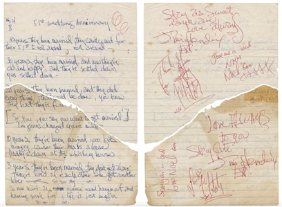 Jimi Hendrix Experience 51st Anniversary Handwritten Lyrics With Two Sets Of Autographs (REAL)