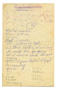 Neil Young Early 1960s Handwritten Lyrics To Various Songs Including His First Ever Recorded Song I Wonder (REAL) 