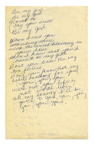 Neil Young Early 1960s Handwritten Lyrics To Various Songs Including His First Ever Recorded Song I Wonder (REAL) 