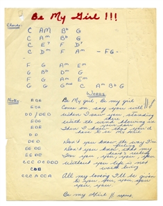 Neil Young Early 1960s Handwritten Lyrics To Various Songs Including His First Ever Recorded Song I Wonder (REAL) 