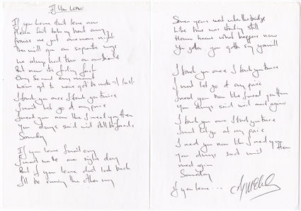 Orchestral Manoeuvres in the Dark Andy McCluskey Handwritten & Signed If You Leave Lyrics (Pretty in Pink Movie Theme)
