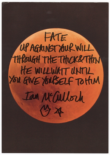 Echo and the Bunnymen Ian McCulloch Handwritten & Signed "Fate" Lyrics