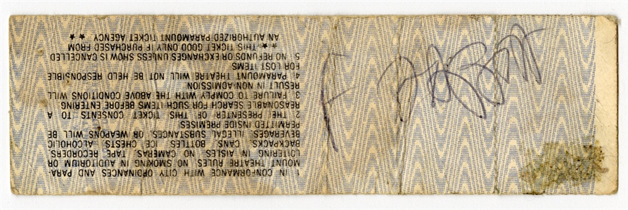 Frank Zappa Signed 1981 Portland Paramount Theatre Concert Ticket