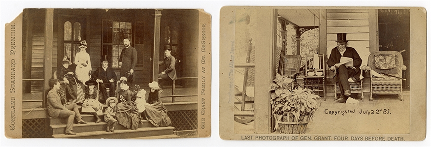 Set of Two Gen. U.S. Grant Original Cabinet Cards: Last Photograph of Grant - Four Days Before His Death and Grant and His Family