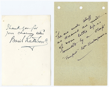 Basil Rathbone Handwritten & Signed Photograph and Handwritten Shakespeare Quote