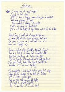Counting Crows Adam Duritz Handwritten Working Cowboys Lyrics