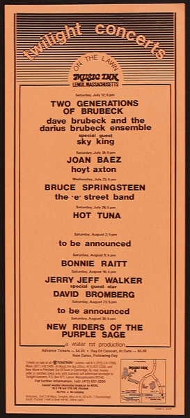Bruce Springsteen Early "Born To Run" Tour Original 1975 Concert Flyer