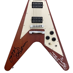 Ozzy Osbourne & Sharon Osbourne Signed Gibson Flying V Guitar (PSA & REAL)