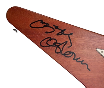 Ozzy Osbourne & Sharon Osbourne Signed Gibson Flying V Guitar (PSA & REAL)