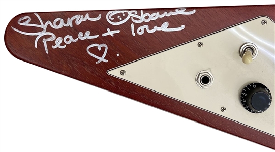 Ozzy Osbourne & Sharon Osbourne Signed Gibson Flying V Guitar (PSA & REAL)