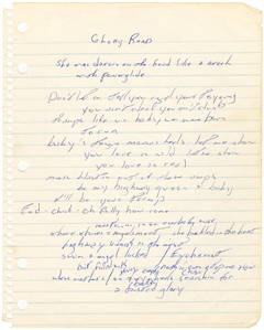 Bruce Springsteen Original 1st Draft Working Handwritten “Born to Run” Lyrics (JSA & REAL)