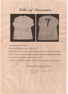 George Best 1967 Match Worn & Signed Away Jersey (RGU, Ex-Teammate William Foulkes Provenance & JSA)